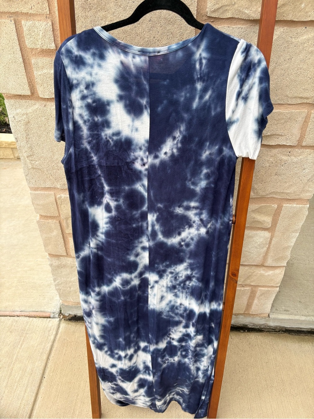 Tie-Dye Navy & White Short Sleeve Dress - Picture 4 of 4